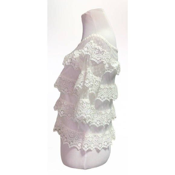 Vntg NWT Express 90s Y2K‎ White Lace Sheer Lined Top Blouse XS Fairy Cottagecore - Picture 2 of 8